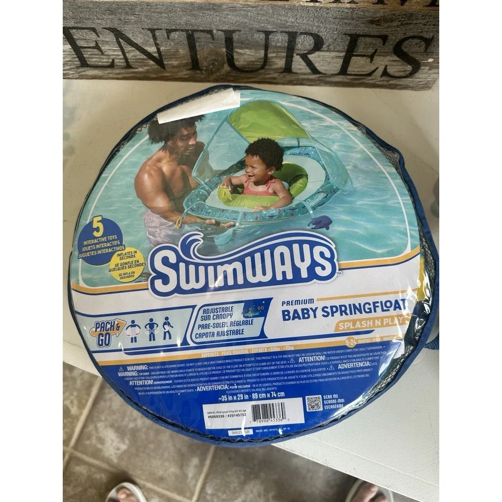 Swimways Premium Baby Springfloat With Sun Canopy 9-24 months Pack & Go Unopened